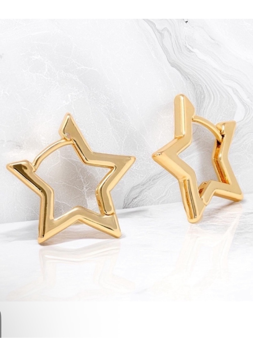 925 Silver & Gold Plated  Star Hoop Earrings - Women's Fashion Jewelry